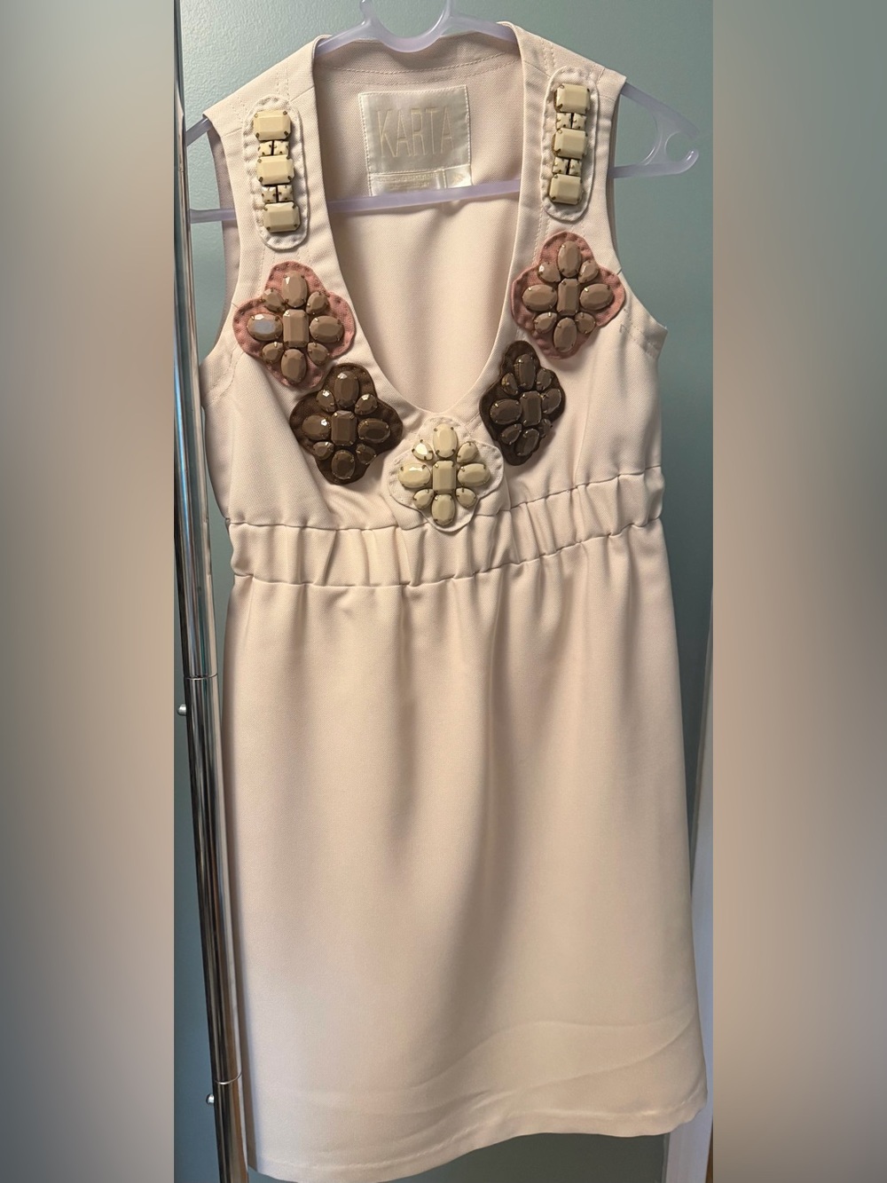 KARTZ Ivory Midi Dress with Beaded Embellishments